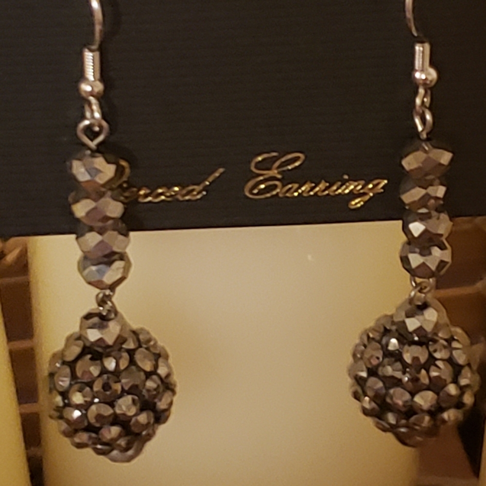 PARKLANE vintage Earrings Silver Marcasite Sparkly Drops - Picture 3 of 3